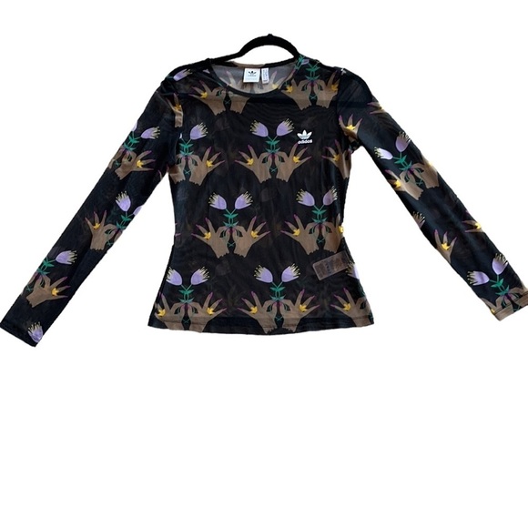 Adidas Originals Women's All Over Print AOP Floral Sheer Top Size Small - Picture 9 of 14